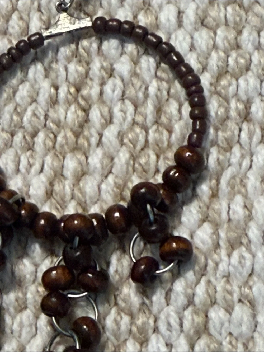 Handcrafted Brown Beaded Hoop Earrings - Natural Wooden Accents